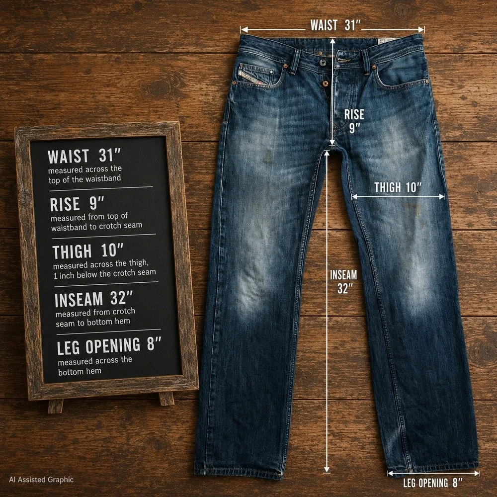 Diesel Larkee Mens 31x32 Regular Straight Jeans Dark Wash Blue Denim 0823G